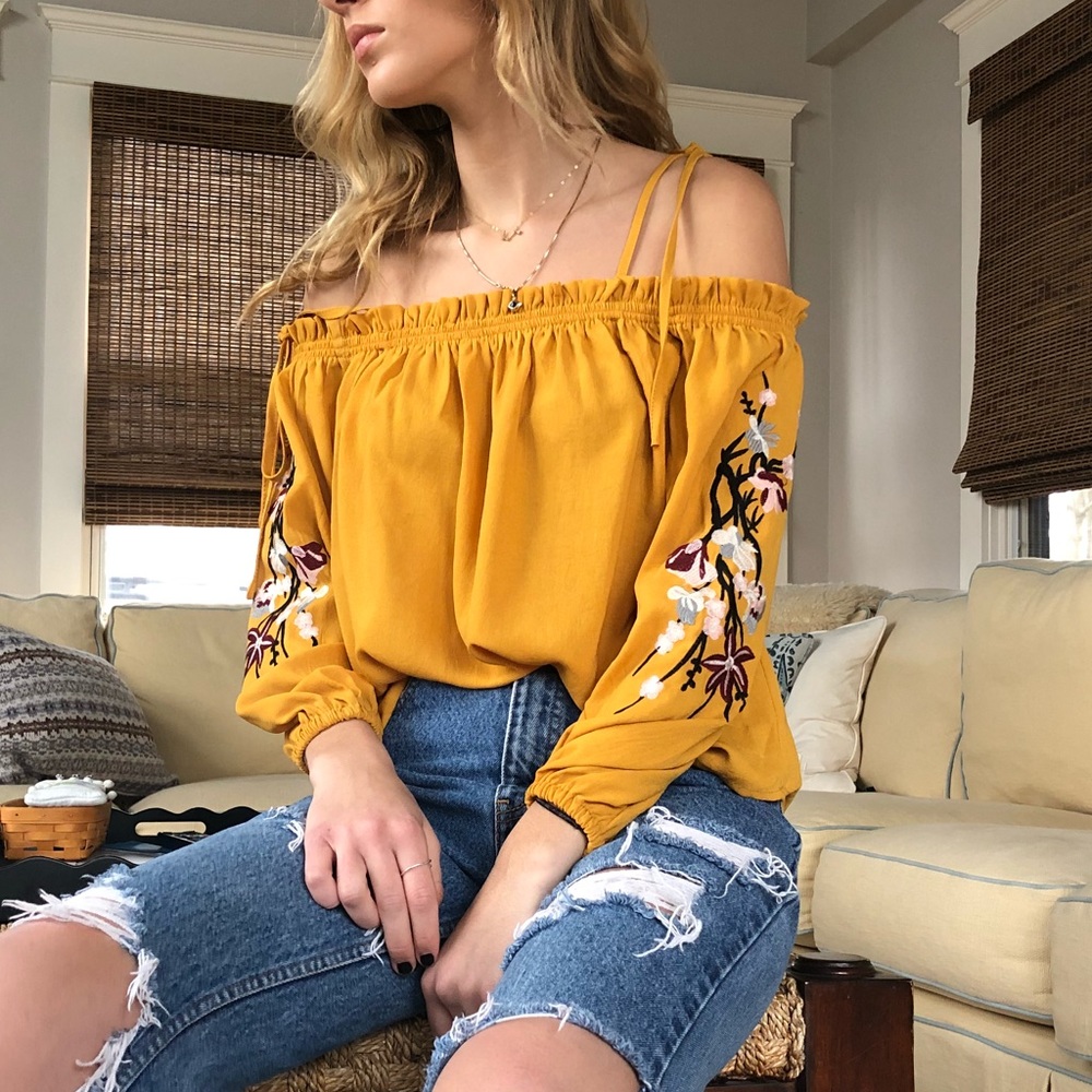 Yellow off the shoulder top